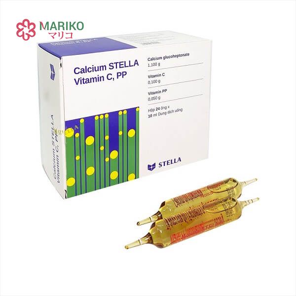 Thuốc bổ sung Calcium STELLA Vitamin C, PP hộp 24 ống 10ml