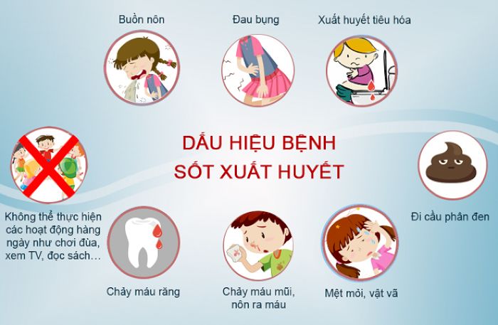 Tùy theo giai đoạn và mức độ bệnh mà các triệu chứng  sốt xuất huyết  khác nhau